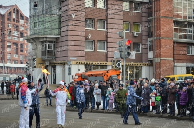 Stage of the Olympic torch relay Sochi 2014 in Irkutsk_19